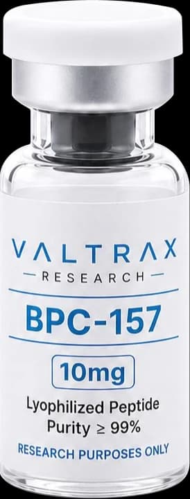 Valtrax Research BPC-157 10mg lyophilized peptide vial, ≥99% purity